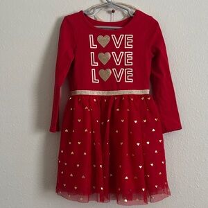 Cat & Jack Red Dress with Gold Heart Accents